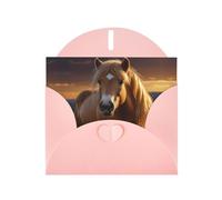 6x4 inch Golden Pony Pink prints greeting card with envelope, suitable for birthday wishes, wedding congratulations
