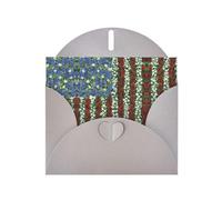 6x4-inch Gray America Patriotic Flower print Greeting Card Set with Envelope - Wedding/Birthday Invitations