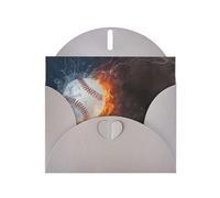 6x4-inch Gray baseball print Greeting Card Set with Envelope - Wedding/Birthday Invitations