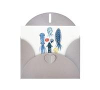 6x4-inch Gray Colorful Squid Octopus print Greeting Card Set with Envelope - Wedding/Birthday Invitations