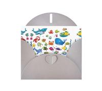6x4-inch Gray Fish Under The Sea print Greeting Card Set with Envelope - Wedding/Birthday Invitations