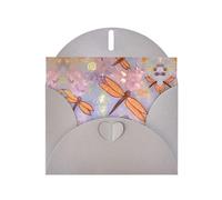 6x4-inch Gray Hand painted dragonfly print Greeting Card Set with Envelope - Wedding/Birthday Invitations
