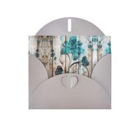6x4-inch Gray Teal Flower on Wooden Plank print Greeting Card Set with Envelope - Wedding/Birthday Invitations
