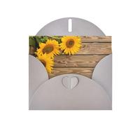 6x4-inch Gray Three Sunflowers on Wooden print Greeting Card Set with Envelope - Wedding/Birthday Invitations