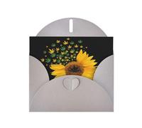 6x4-inch Gray Weed with Sunflower print Greeting Card Set with Envelope - Wedding/Birthday Invitations