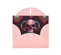 6x4 inch head cartoon daisy Pink prints greeting card with envelope, suitable for birthday wishes, wedding congratulations