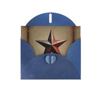 6x4 inch Line five-pointed star Blue prints greeting card with envelope, suitable for birthday wishes, wedding congratulations