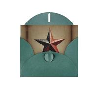 6x4 inch Line five-pointed star Dark Green prints greeting card with envelope, suitable for birthday wishes, wedding congratulations
