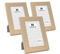 6x4 Inch Oak Wood Effect Photo Frame set of 3, 4x6 Inch Wooden patterned Picture frames 3 Pack, Picture frames With Acrylic Front for Tabletop or Wall Display