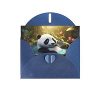 6x4 inch Panda taking a bath Blue prints greeting card with envelope, suitable for birthday wishes, wedding congratulations