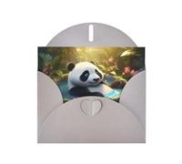 6x4 inch Panda taking a bath Gray prints greeting card with envelope, suitable for birthday wishes, wedding congratulations