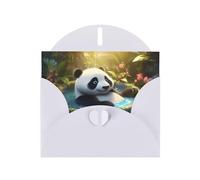 6x4 inch Panda taking a bath White prints greeting card with envelope, suitable for birthday wishes, wedding congratulations