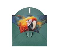 6x4 inch Parrot with colorful feathers Dark Green prints greeting card with envelope, suitable for birthday wishes, wedding congratulations