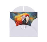 6x4 inch Parrot with colorful feathers White prints greeting card with envelope, suitable for birthday wishes, wedding congratulations