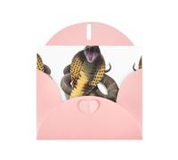 6x4-inch Pink Cobra Snake print Greeting Card Set with Envelope - Wedding/Birthday Invitations