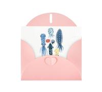6x4-inch Pink Colorful Squid Octopus print Greeting Card Set with Envelope - Wedding/Birthday Invitations