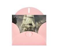 6x4-inch Pink Cool Cruise Ship print Greeting Card Set with Envelope - Wedding/Birthday Invitations