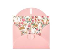 6x4-inch Pink Corgi Floral Flowers Spring Garden print Greeting Card Set with Envelope - Wedding/Birthday Invitations