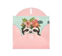 6x4-inch Pink Cute Sloth print Greeting Card Set with Envelope - Wedding/Birthday Invitations