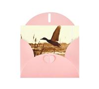 6x4-inch Pink Duck Fly Upon River print Greeting Card Set with Envelope - Wedding/Birthday Invitations