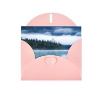 6x4-inch Pink Foggy Mountains Landscape print Greeting Card Set with Envelope - Wedding/Birthday Invitations