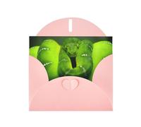 6x4-inch Pink Green Snake print Greeting Card Set with Envelope - Wedding/Birthday Invitations