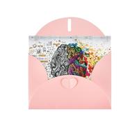 6x4-inch Pink Left and Right Brain Advantage print Greeting Card Set with Envelope - Wedding/Birthday Invitations