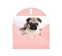 6x4-inch Pink Paddy Dog print Greeting Card Set with Envelope - Wedding/Birthday Invitations