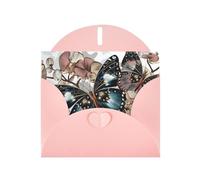 6x4-inch Pink The beautiful butterfly print Greeting Card Set with Envelope - Wedding/Birthday Invitations