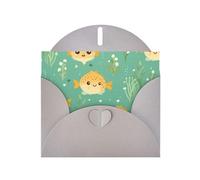 6x4 inch puffer fish motif Gray prints greeting card with envelope, suitable for birthday wishes, wedding congratulations