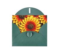 6x4 inch red and yellow sunflower Dark Green prints greeting card with envelope, suitable for birthday wishes, wedding congratulations
