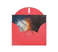 6x4-inch Red baseball print Greeting Card Set with Envelope - Wedding/Birthday Invitations