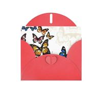 6x4-inch Red Beautiful butterfly print Greeting Card Set with Envelope - Wedding/Birthday Invitations