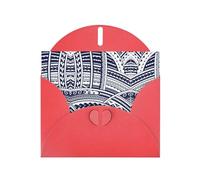 6x4-inch Red Blue Polynesian Maori Tribal Pattern print Greeting Card Set with Envelope - Wedding/Birthday Invitations