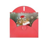 6x4-inch Red Christmas squirrel print Greeting Card Set with Envelope - Wedding/Birthday Invitations