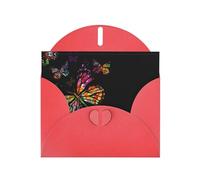 6x4-inch Red colorful butterfly print Greeting Card Set with Envelope - Wedding/Birthday Invitations