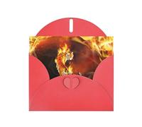6x4-inch Red Cool Tiger in Flame print Greeting Card Set with Envelope - Wedding/Birthday Invitations