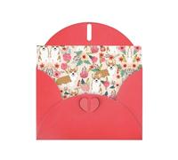 6x4-inch Red Corgi Floral Flowers Spring Garden print Greeting Card Set with Envelope - Wedding/Birthday Invitations