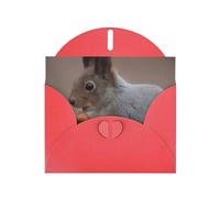 6x4-inch Red Cute Squirrel print Greeting Card Set with Envelope - Wedding/Birthday Invitations
