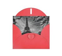 6x4-inch Red Eiffel Tower Pattern print Greeting Card Set with Envelope - Wedding/Birthday Invitations