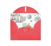 6x4-inch Red Fall Watercolor Pumpkins print Greeting Card Set with Envelope - Wedding/Birthday Invitations