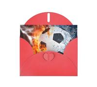 6x4-inch Red Flame Football print Greeting Card Set with Envelope - Wedding/Birthday Invitations