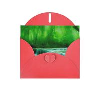 6x4-inch Red Green Trees Small Waterfalls print Greeting Card Set with Envelope - Wedding/Birthday Invitations