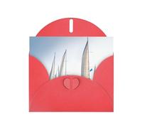 6x4-inch Red Ocean Sailing print Greeting Card Set with Envelope - Wedding/Birthday Invitations