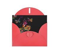 6x4-inch Red Pretty butterfly print Greeting Card Set with Envelope - Wedding/Birthday Invitations
