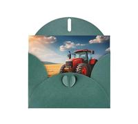 6x4 inch Red Tractor Dark Green prints greeting card with envelope, suitable for birthday wishes, wedding congratulations