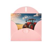 6x4 inch Red Tractor Pink prints greeting card with envelope, suitable for birthday wishes, wedding congratulations