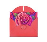 6x4 inch Reddish Purple Roses Red prints greeting card with envelope, suitable for birthday wishes, wedding congratulations