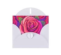 6x4 inch Reddish Purple Roses White prints greeting card with envelope, suitable for birthday wishes, wedding congratulations