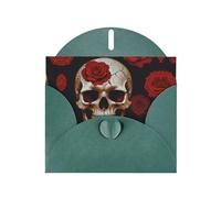 6x4 inch Rose Skull Blood Dark Green prints greeting card with envelope, suitable for birthday wishes, wedding congratulations